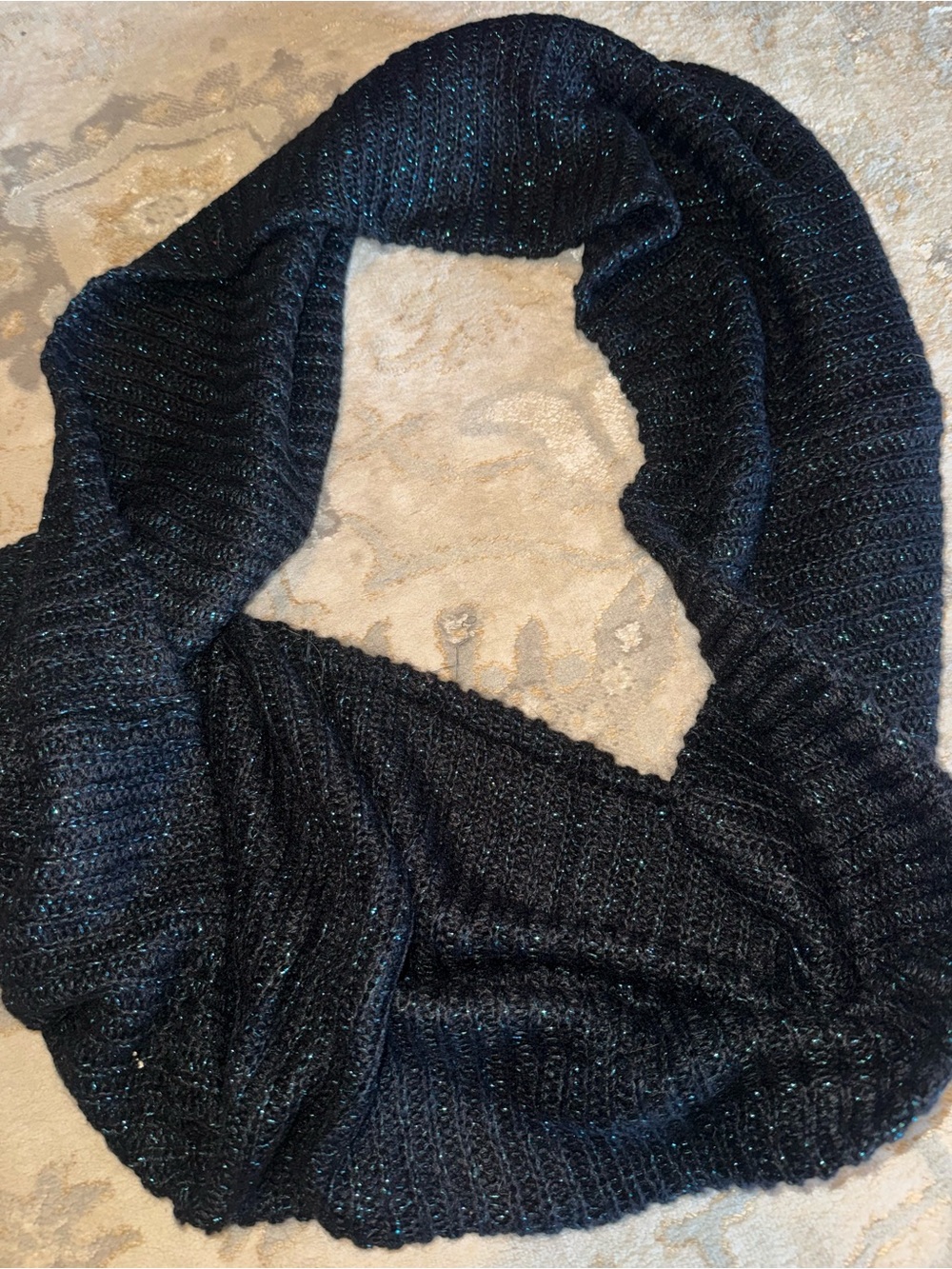 Black and blue Mossimo infinity scarf women’s one size metallic knit